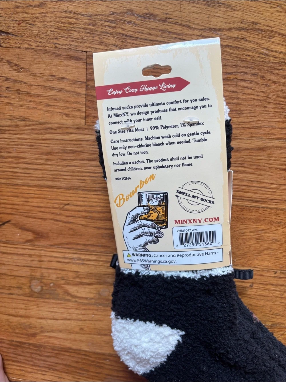 Men's Black Patterned Fuzzy Crew Socks - 2 Pack